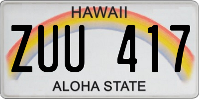 HI license plate ZUU417