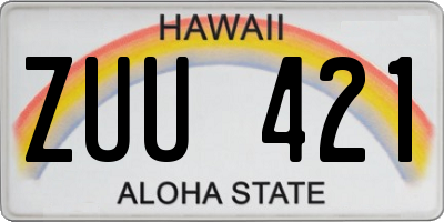 HI license plate ZUU421