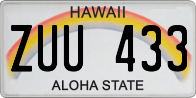 HI license plate ZUU433