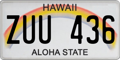 HI license plate ZUU436