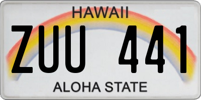 HI license plate ZUU441