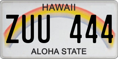 HI license plate ZUU444
