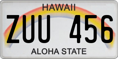 HI license plate ZUU456