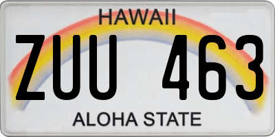 HI license plate ZUU463