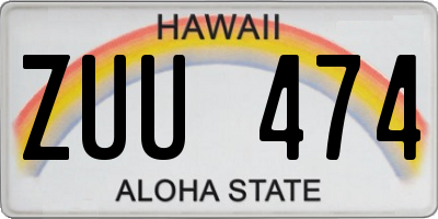 HI license plate ZUU474