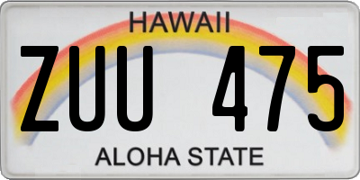 HI license plate ZUU475
