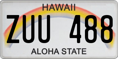 HI license plate ZUU488