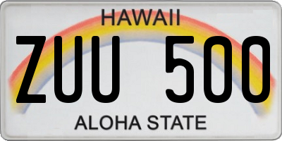 HI license plate ZUU500