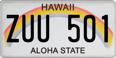 HI license plate ZUU501