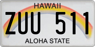 HI license plate ZUU511