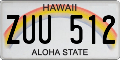 HI license plate ZUU512