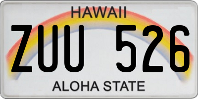 HI license plate ZUU526