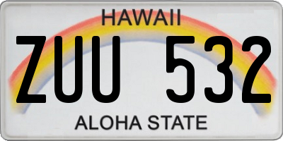 HI license plate ZUU532
