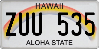 HI license plate ZUU535