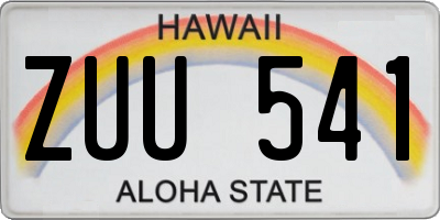 HI license plate ZUU541