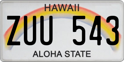 HI license plate ZUU543