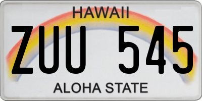 HI license plate ZUU545