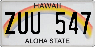HI license plate ZUU547