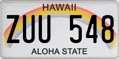 HI license plate ZUU548