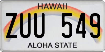 HI license plate ZUU549