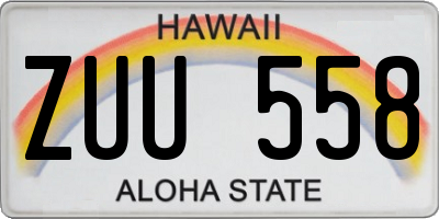 HI license plate ZUU558