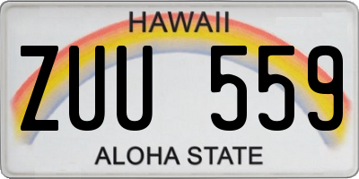 HI license plate ZUU559