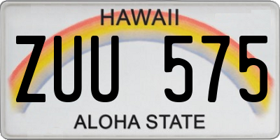 HI license plate ZUU575
