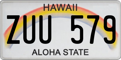 HI license plate ZUU579
