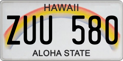 HI license plate ZUU580