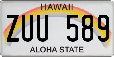 HI license plate ZUU589