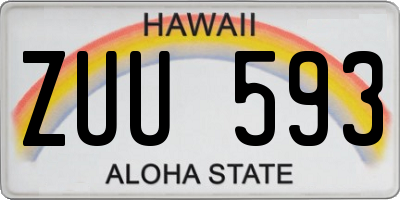 HI license plate ZUU593