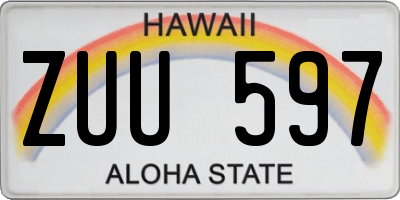 HI license plate ZUU597