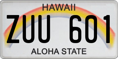 HI license plate ZUU601