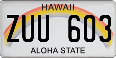 HI license plate ZUU603