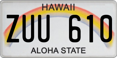 HI license plate ZUU610