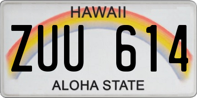 HI license plate ZUU614