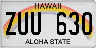 HI license plate ZUU630