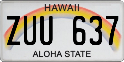 HI license plate ZUU637