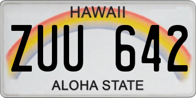 HI license plate ZUU642