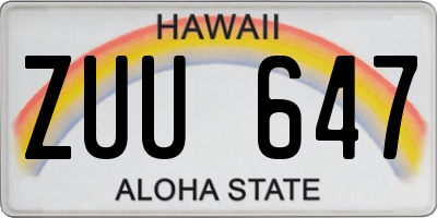 HI license plate ZUU647