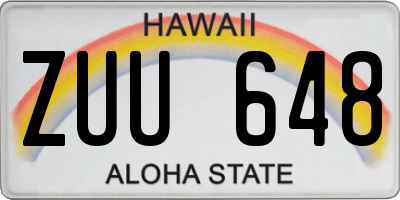 HI license plate ZUU648