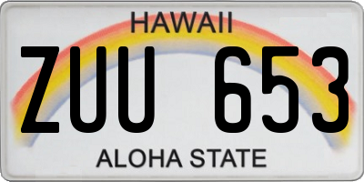 HI license plate ZUU653