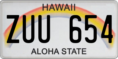 HI license plate ZUU654