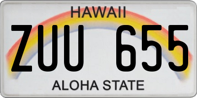 HI license plate ZUU655