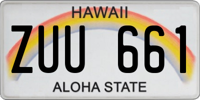 HI license plate ZUU661