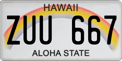 HI license plate ZUU667