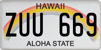 HI license plate ZUU669