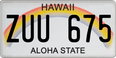 HI license plate ZUU675