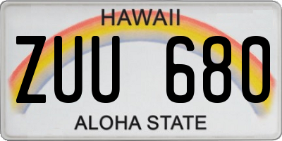 HI license plate ZUU680