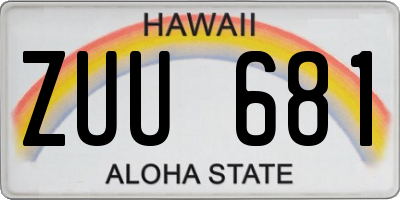 HI license plate ZUU681
